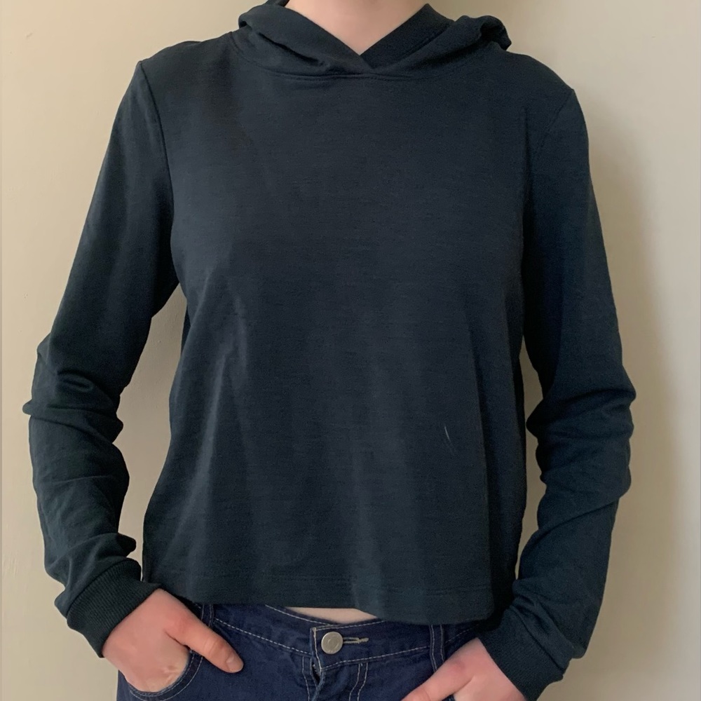 Cropped Pullover Hoodie (teal, size XS)